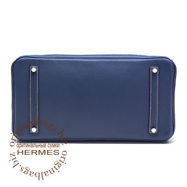 Hermes Birkin 35 Ghillies Blue de Prusse/Toile H