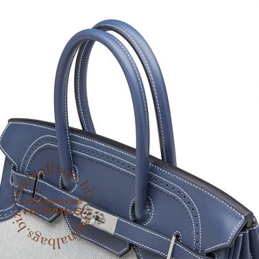 Hermes Birkin 35 Ghillies Blue de Prusse/Toile H