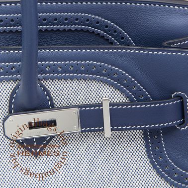 Hermes Birkin 35 Ghillies Blue de Prusse/Toile H