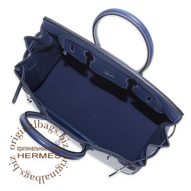 Hermes Birkin 35 Ghillies Blue de Prusse/Toile H