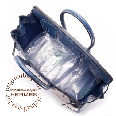 Hermes Birkin 35 Ghillies Blue de Prusse/Toile H