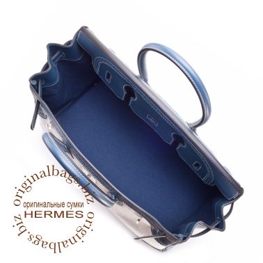 Hermes Birkin 35 Ghillies Blue de Prusse/Toile H