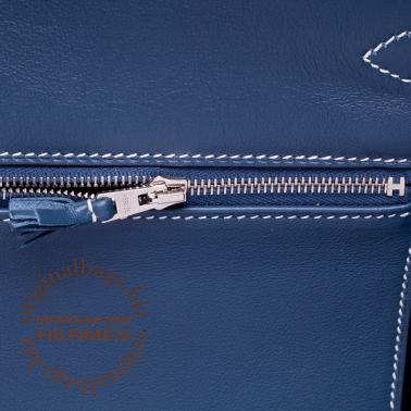 Hermes Birkin 35 Ghillies Blue de Prusse/Toile H