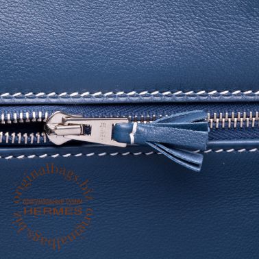 Hermes Birkin 35 Ghillies Blue de Prusse/Toile H