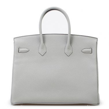 Hermes Birkin 35 Gris Mouette/Blue Agate