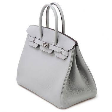 Hermes Birkin 35 Gris Mouette/Blue Agate