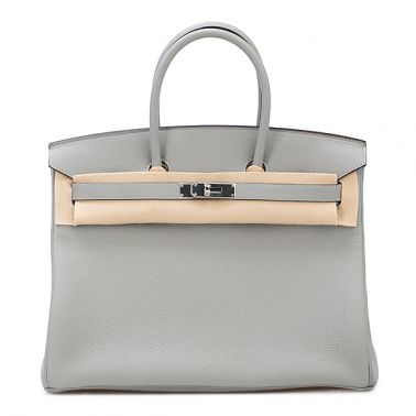 Hermes Birkin 35 Gris Mouette/Blue Agate