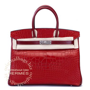 Hermes Birkin 35 Rouge H/Rouge H/Rouge H