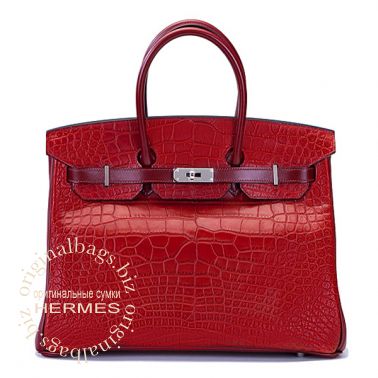 Hermes Birkin 35 Rouge H/Rouge H/Rouge H