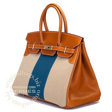 Hermes Birkin 35 Flag Barenia/ Toile H