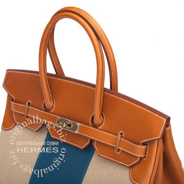 Hermes Birkin 35 Flag Barenia/ Toile H