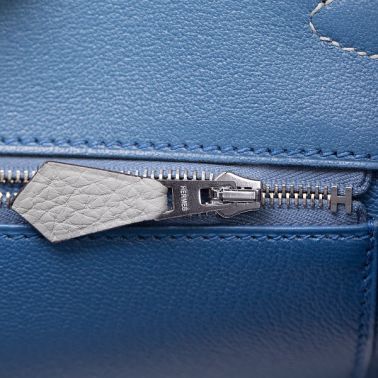 Hermes Birkin 35 Gris Mouette/Blue Agate