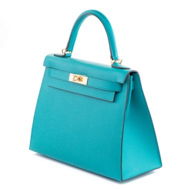 Hermes Kelly Sellier 28 Bleu Paon