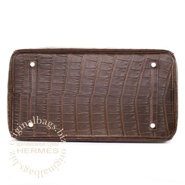 Hermes Birkin 35 Ghillies Gris Elephant/Marron Fonce/Ficelle