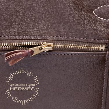 Hermes Birkin 35 Ghillies Gris Elephant/Marron Fonce/Ficelle