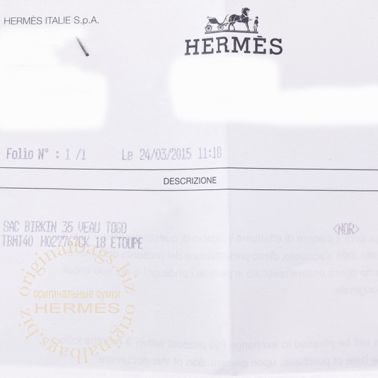 Hermes Birkin 35 Etoupe