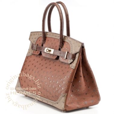 Hermes Birkin 30 Ghillies Etrusque/ Mousse/ Marron Fonce