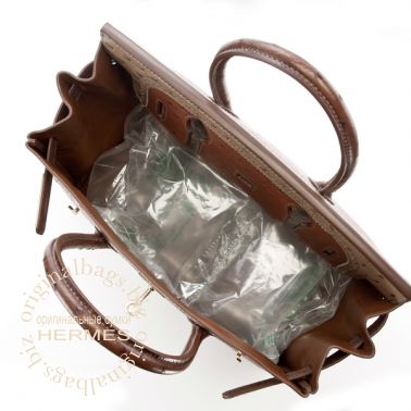 Hermes Birkin 30 Ghillies Etrusque/ Mousse/ Marron Fonce