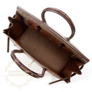 Hermes Birkin 30 Ghillies Etrusque/ Mousse/ Marron Fonce