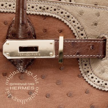 Hermes Birkin 30 Ghillies Etrusque/ Mousse/ Marron Fonce